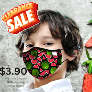 Child Face Mask Reusable with Filter Pocket | Cloth mask with two 2.5 Filters- Watermelon