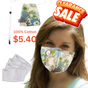 Cotton Face Mask Set - 3 Layer 100%  Reusable Face Mask  - Cottage Garden