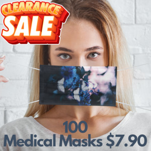 Clothing: Disposable Medical Face Mask |  Face Masks Blue Night Print |  10x10 Pack Adult