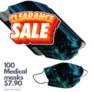 Medical Face Masks Disposable | 100 Medical Grade Deep Space Print | 10x 10 Pack Adult