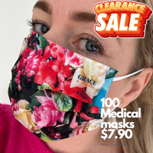 Disposable Medical Face Mask | 100 Patterned Face Masks | 10x 10 Pack Adult Bouquet