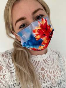 Disposable Medical Face Mask |  Face Masks Orange Bloom Print |  10 Pack Adult