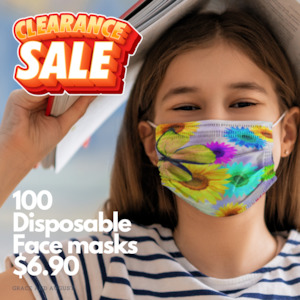 Clothing: Child Face Mask Medical Grade Disposable | Child Sized Mask  Butterfly Print | 10x10 Pack Child