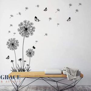 Dandelion Wall Decals | Black Flowers Wall Stickers