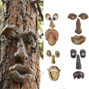 Funny Old Man Tree Face Hugger, Funny Tree Sculpture, Whimsical Garden Art