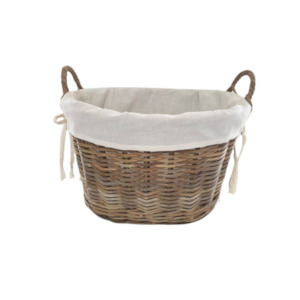 Lined Wicker Laundry Washing Basket