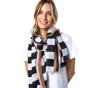 Stacked Stripe Black White Scarf | Stella + Gemma