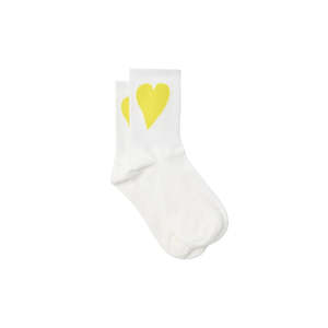 White with Yellow Heart Socks | Stella + Gemma