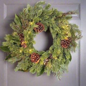 Pine and Cone LED Wreath