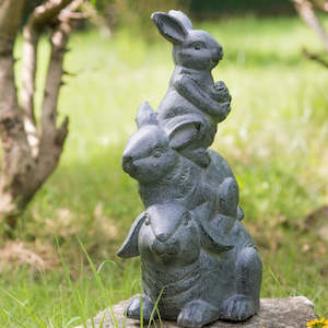 Rabbit Family Outdoor Statue