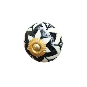 Black and White Ceramic Knob