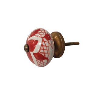 Cottage Red Ceramic Knob