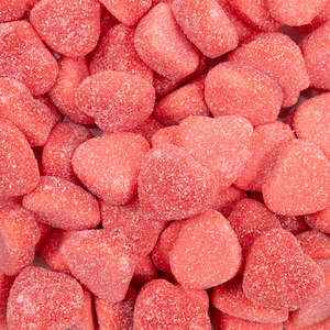 Confectionery: Sour Strawberry Filled Hearts 100g