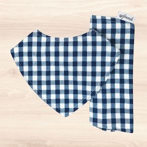 All: Navy Gingham Dribble Bib & Navy Gingham Burp Cloth