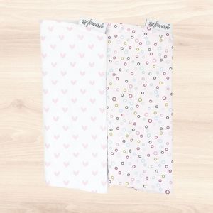 All: Dainty Hearts & Circles on Pink Burp Cloth Combo