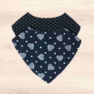 Dribble Bibs: Denim Doby & Denim Hearts Bib Combo