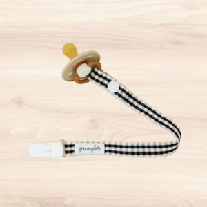 Black Gingham Binky Clip