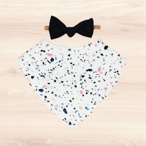 Sprinkles Dribble Bib & Navy Little-Bow