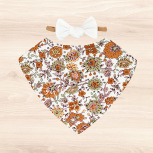 Mustard Bouquet Dribble Bib & White Little-Bow