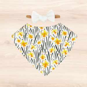 Daffodils Dribble Bib & White Little-Bow