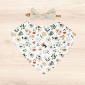 Earthy Flora Dribble Bib & Linen Little-Bow