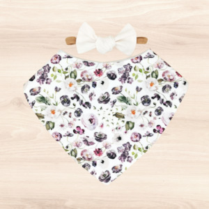 Gift Range Bib Bow: Violets Dribble Bib & Pearl Little-Bow