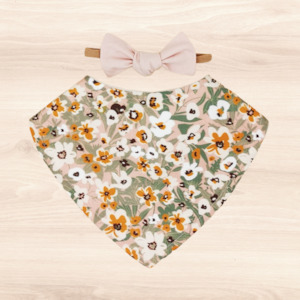 Gift Range Bib Bow: Sage Flora Dribble Bib & Blush Little-Bow