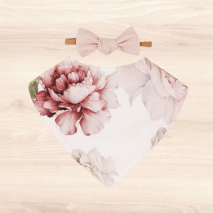 Gift Range Bib Bow: Peony Dribble Bib & Blush Little-Bow