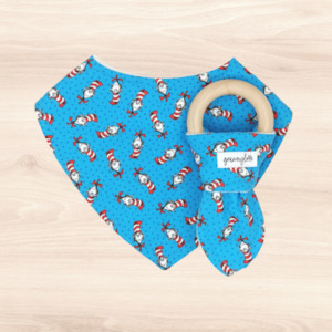 Mini Cat in the Hat Dribble Bib & Mini Cat in the Hat Teething Ring