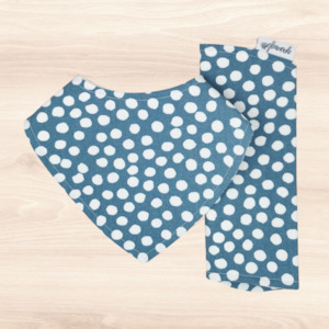 Sky Polka Dot Dribble Bib & Sky Polka Dot Burp Cloth