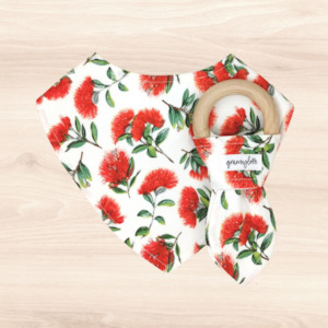 Pohutukawa Dribble Bib & Pohutukawa Teething Ring