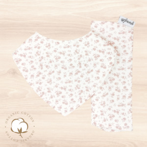 Organic Baby Floral Dribble Bib & Baby Floral Burp Cloth