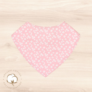 Organic Tiny Daisies on Pink Dribble Bib