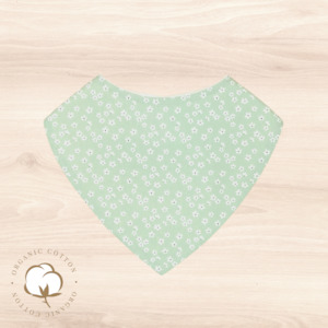 Organic Tiny Daisies on Green Dribble Bib