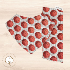 Organic Basketball Dribble Bib & Basketball Burp Cloth