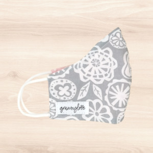 Grey Floral Kids Mask