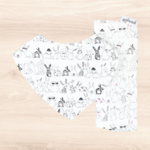 Bunny Parade Dribble Bib & Bunny Parade Burp Cloth