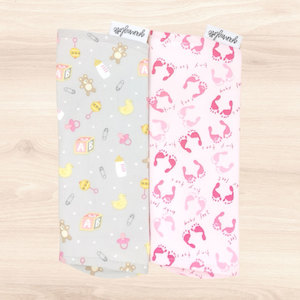 Baby Girl & Tiny Toes Pink Burp Cloth Combo