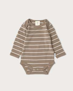 Babu | Merino Bodysuit Walnut Stripe