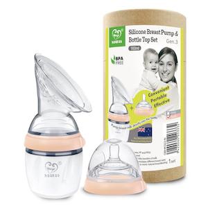 Haakaa - Gen 3 - Silicone Breast Pump & Bottle Top Set - Peach