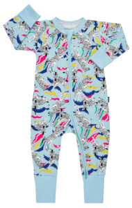 Bonds - Zippy Wondersuit - Collage Zebra Calm Blue