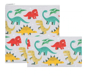 Now - Reusable Snack and Sandwich Bags - Dandy Dinos - Set of 2