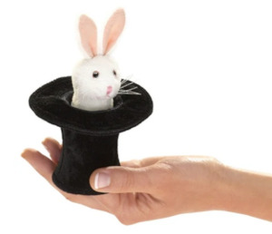 Folkmanis Puppets | Mini Rabbit in Hat Finger Puppet