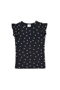 Girls Tops: Milky Clothing - Navy Floral Rib Tee