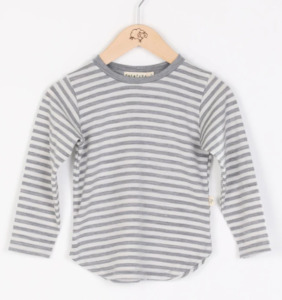 Mokopuna Merino Long Sleeve Tee - Cloudy Bay Stripe