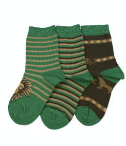 Socks: Columbine | Cotton Crew 3 Pk  Lion