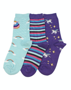 Socks: Columbine | Cotton Crew 3 Pk Unicorn