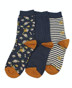 Socks: Columbine | Cotton Crew 3 Pk  Floral