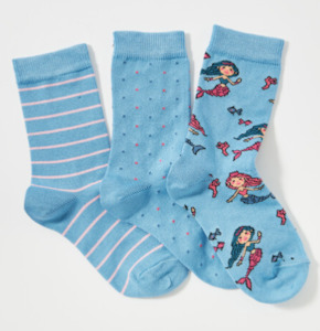 Socks: Columbine | Bamboo Crew 3pk Mermaid