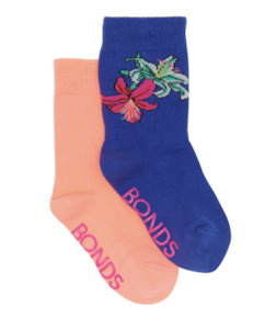 Bonds - Socks - Stay On Crew - 2 pack Lighting Blue/ Sunset Sabi